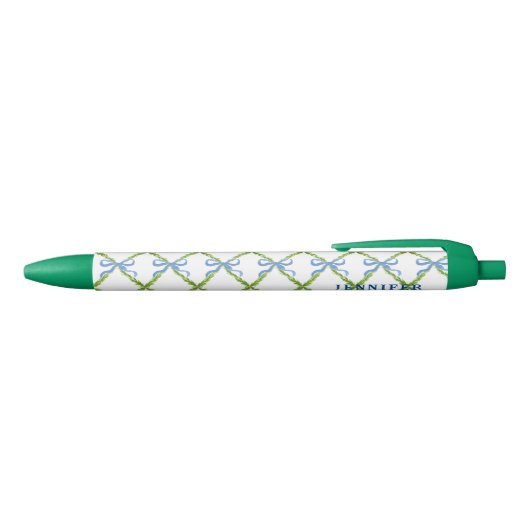 Grandmillennium Lattice met Blue Bow Personalized Zwarte Inkt Pen (Bovenkant)