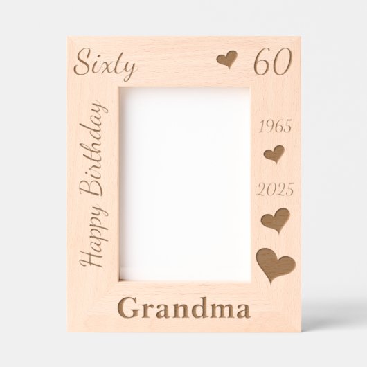 Grandmother 60th Birthday Photo frame with name Gegraveerde Lijstjes (Voorkant)