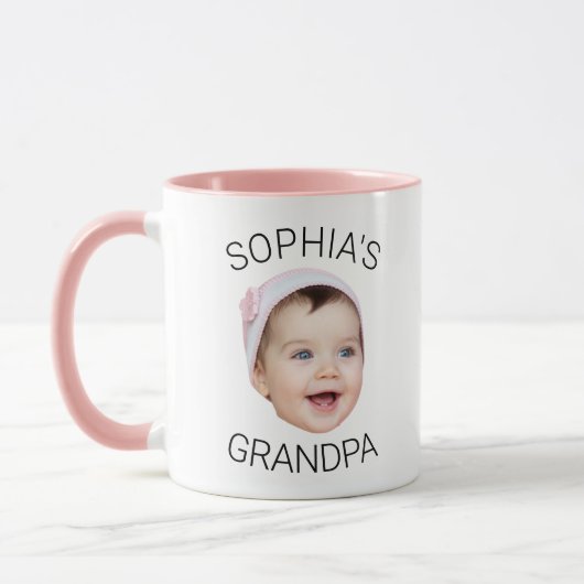 Grandpa Baby Face Coffee Mug Personalized Mok (Links)