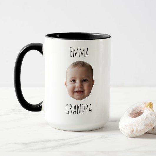 Grandpa Birthday Gift – Custom Baby Face Mug (Avec donut)