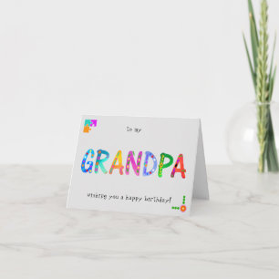 GRANDPA Bold Boho Birthday Folded Kaart