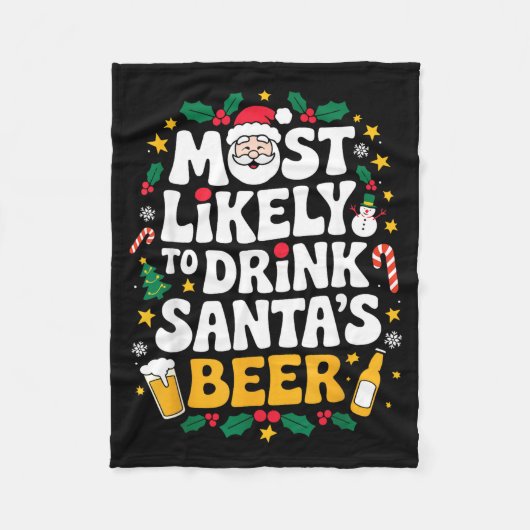 Grandpa Christmas Men Dad Most Likely To Drink San Fleece Deken (Voorkant)