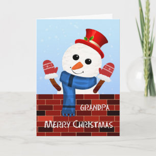 Grandpa Christmas Snowman Carte de vacances