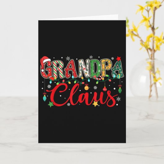 Grandpa Claus Christmas Lights Pajama Family Match Kaart (Gele Bloem)