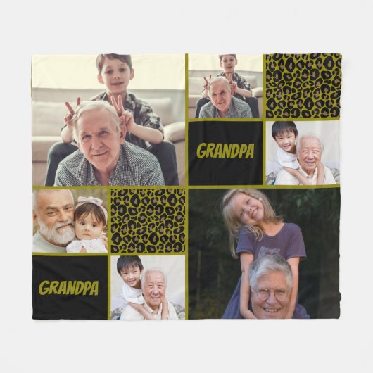 Grandpa Custom Photo Collage Fleece Deken (Voorkant (Horizontaal))