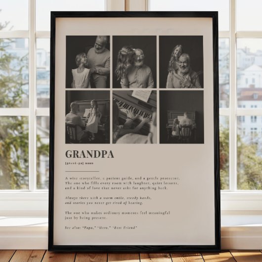 Grandpa Definition Custom 6 Photo Collage Poster