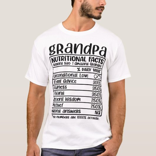 Grandpa Funny Nutritional Facts T-shirt (Voorkant)