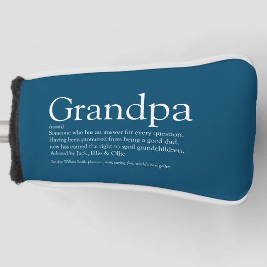 Grandpa Grandad Definition Modern Fun Quote Golfheadcover (Voorkant)