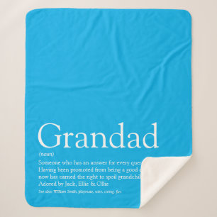 Grandpa Grandad Papa Definition Fun Sky Blue Sherpa Deken