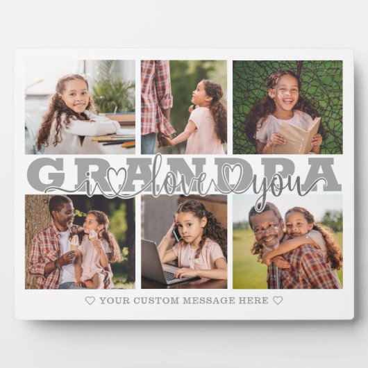 GRANDPA I Love You 6 Photo Collage Gray 8x10 Fotoplaat (Voorkant)