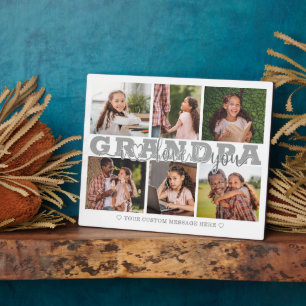 GRANDPA I Love You 6 Photo Collage Gray 8x10 Fotoplaat