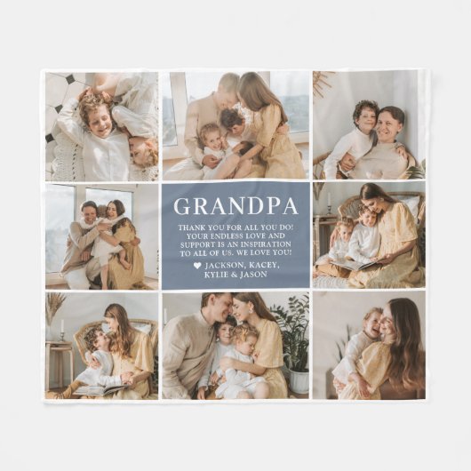 Grandpa Letter Custom Personalized Fleece Blanket (Voorkant (Horizontaal))