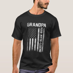 Grandpa Man Myth Legend American Flag Vaderdag T-shirt