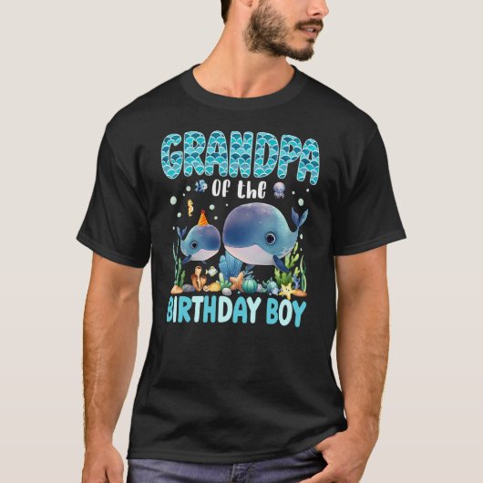 Grandpa Of The Birthday Boy Sea Fish Aquarium Sea T-shirt (Voorkant)