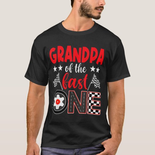 Grandpa Of The Fast One Birthday 1st Race Car Fami T-shirt (Voorkant)