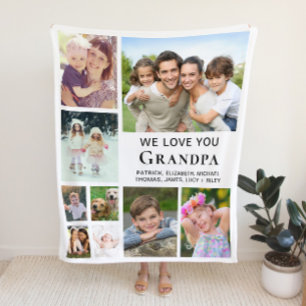 Grandpa Photo Collage Fleece Deken