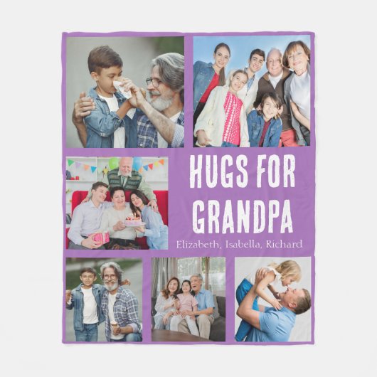 Grandpa Photo Custom Throw Keepsake Gift Fleece Deken (Voorkant)