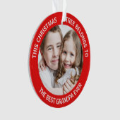 Grandpa Photo Red Ornament (voorkant)