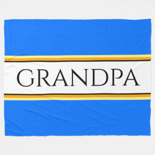 GRANDPA Text Helderblauw Wit Racing Stripes Fleece Deken