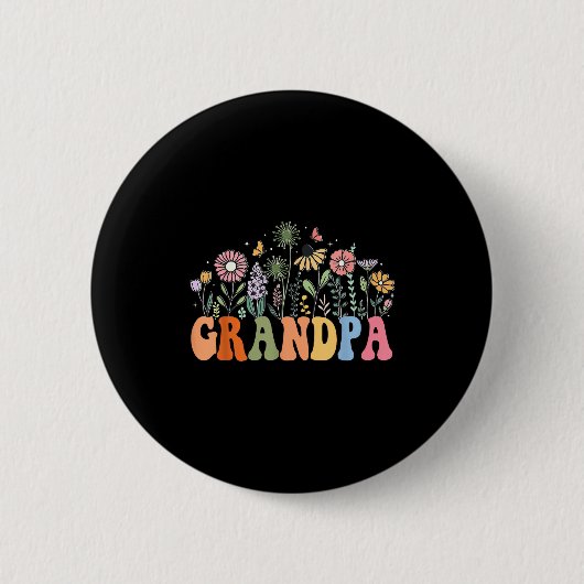 Grandpa Wildflower Floral Birthday Baby Shower New Ronde Button 5,7 Cm (Voorkant)