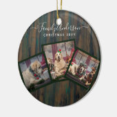 GRANDPARENT FOTO COLLAGE GIFTS - Rustisch hout Keramisch Ornament (Links)
