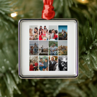 Grandparents 12 Photo Memory Collage Template Metalen Ornament