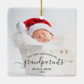 Grandparents First Christmas Photo Black Script Keramisch Ornament (Achterkant)