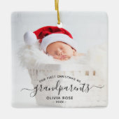 Grandparents First Christmas Photo Black Script Keramisch Ornament (Voorkant)