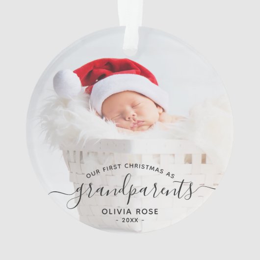 Grandparents First Christmas Photo Black Script Ornament (achterkant)