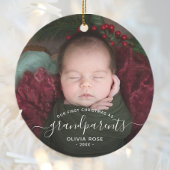 Grandparents First Christmas Photo White Script Keramisch Ornament