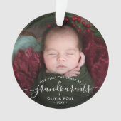 Grandparents First Christmas Photo White Script Ornament (voorkant)