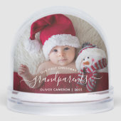 Grandparents First Christmas Photo White Script Sneeuwbol (Voorkant)