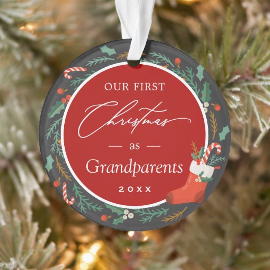 Grandparents First Christmas Wreath Festive Photo (Arbre)