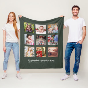 GRANDPARENTS FOTO GIFTS - Green Fleece Blanket Deken