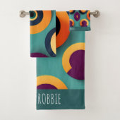 Grands cercles Motif géométrique bleu orange (En situation)