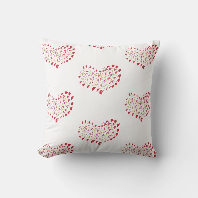 Grands Coeurs Rouges Brillants Coussin de l'Amour (Recto)