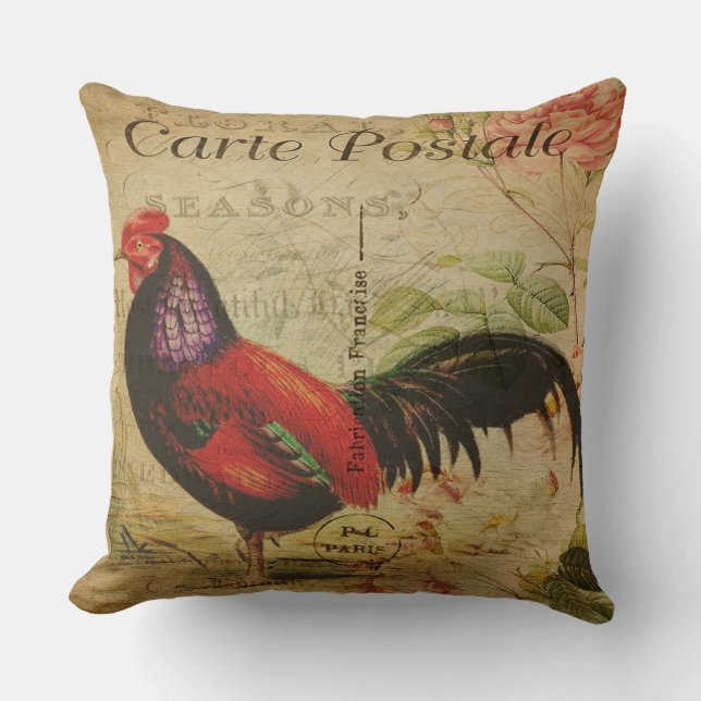 Grands coussin de coq français vintage/carte (Recto)