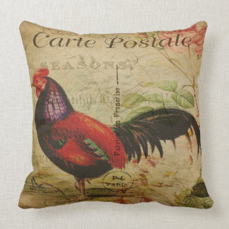 Grands coussin de coq français vintage/carte