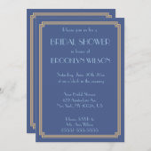 Grands Invitations de Fête des mariées Bleu Gatsby (Devant / Derrière)