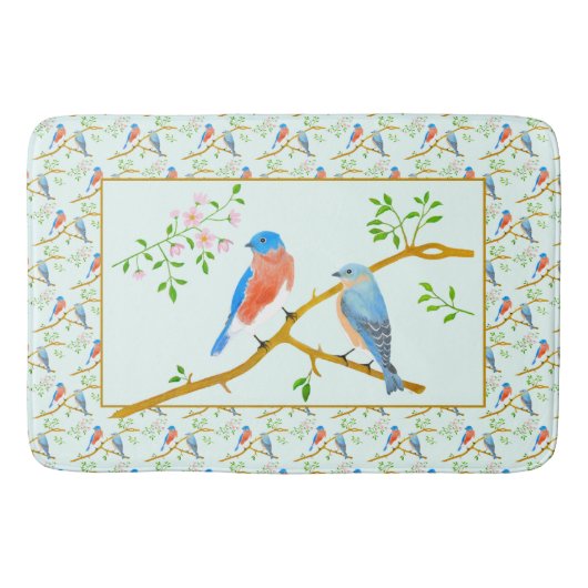 Grands & Petits Merles Bleus Grand Tapis de Bain (Devant)