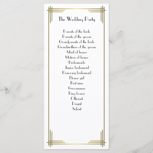 Grands Programmes de mariage Gatsby White Art Déco (Dos)