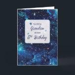 Grandson 17th Birthday Stars en Galaxy Sky<br><div class="desc">Un visuel époustouflant d'un ciel de galaxie, riche en bleus, violets et noirs profonds, ponctué d'étoiles scintillantes qui semblent briller de leur propre lumière. Les étoiles sont dispersées dans le ciel, créant un sentiment de profondeur et d'infini, symbolisant les vastes possibilités qui attendent votre petit-fils à 17 ans. Cette conception...</div>