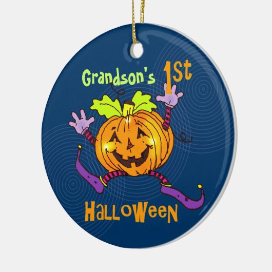 Grandson 1st Halloween Happy Pumpkin Keramisch Ornament (Links)