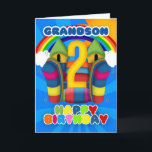 Grandson 2e Carte Anniversaire Avec Bouncy Castle<br><div class="desc">Une belle carte de 2ème anniversaire ensoleillée avec un château gonflable</div>