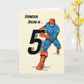 Grandson 5th Birthday Superhero Kaart (Gele Bloem)