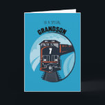 Grandson 7e Birthday Train, Little Boy, Blue<br><div class="desc">The last seven years have been much haper thanks to a special little boy. Surprise Grandson on his 7th Birthday with this cute black and red Train with a big number 7 on a blue background.</div>