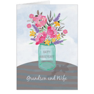 Grandson and Wife Jubileum Jar Vase w/ Flowers