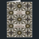 Grandson Anniversaire Mandala Design Abstrait<br><div class="desc">Une façon amusante de souhaiter un joyeux anniversaire à votre petit-fils. Cette carte est très masculine et se compose de figures géométriques imbriquées. La couleur principale est le marron,  noir et blanc. Une belle carte qu'un homme appréciera. Le verset lui dit ce qu'il veut dire pour vous.</div>