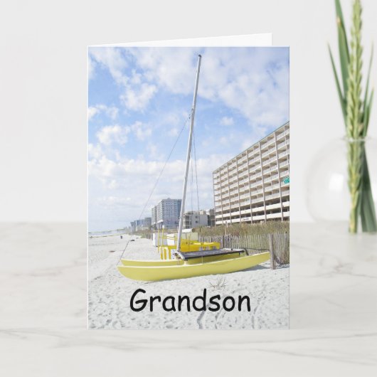GRANDSON BEACH VERJAARDAG-GENIET VAN UW DAG KAART (Voorkant)