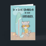 Grandson Birthday Beach Funky Cool Raccoon<br><div class="desc">Un raton laveur cool dans les nuances est fier sur la couverture de cette carte que vous pouvez envoyer à votre cher petit-fils pour la célébration de son anniversaire. Partagez avec lui ce drôle de message que cette carte apporte pour lui.</div>